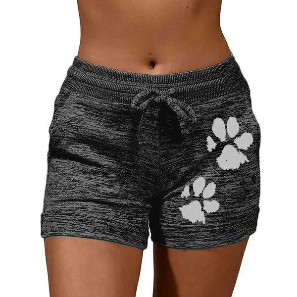 FashionSierra - Women's cute paws printed drawstring elastic waist yoga shorts - Image 7