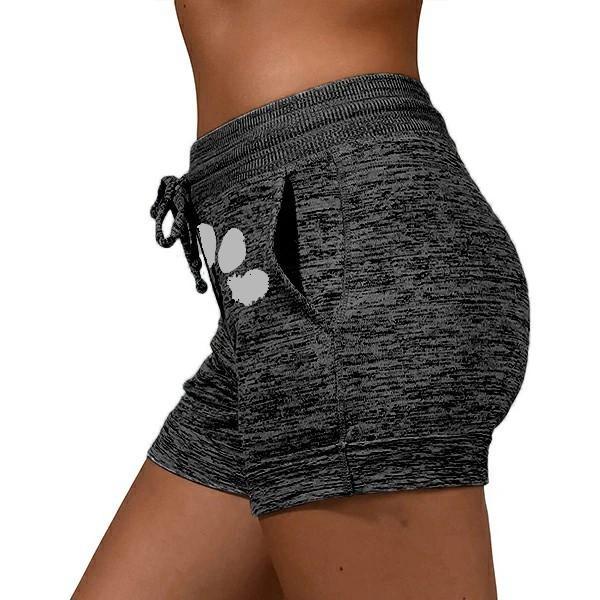 FashionSierra - Women's cute paws printed drawstring elastic waist yoga shorts - Image 9