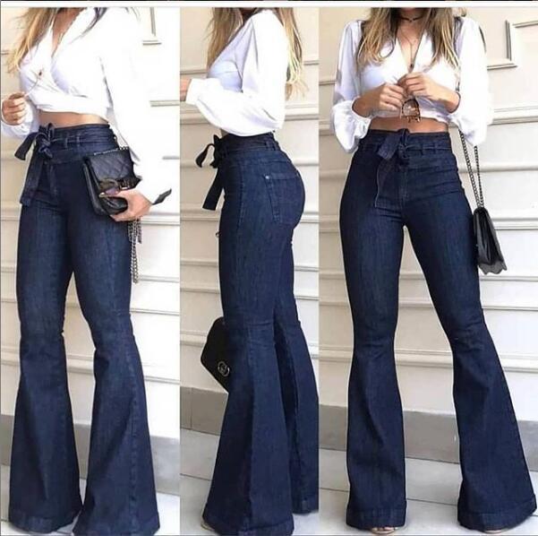 FashionSierra - Women's high waist belted butt lifting flare jeans - Image 3