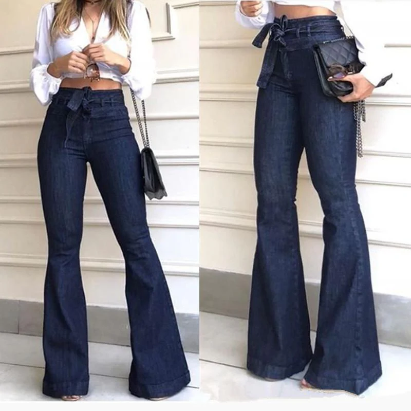 FashionSierra - Women's high waist belted butt lifting flare jeans - Image 4