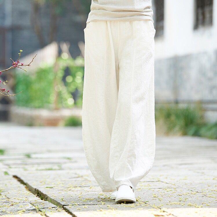 FashionSierra - Women's linen balloon pants casual wide leg pants with pockets summer loose fit - Image 6
