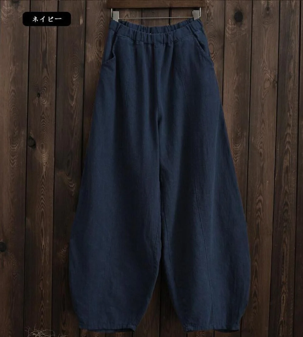 FashionSierra - Women's linen balloon pants casual wide leg pants with pockets summer loose fit - Image 7