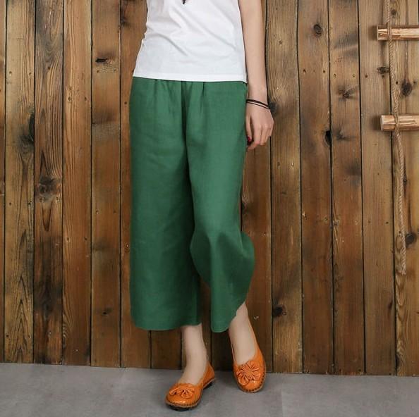 FashionSierra - Women's linen cropped palazzo pants wide leg summer causal pants - Image 4