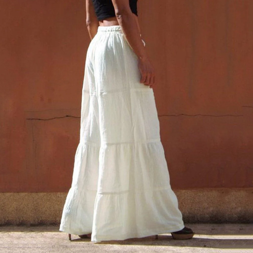 FashionSierra - Women's linen flowy wide leg pants elastic waist palazzo pants - Image 4