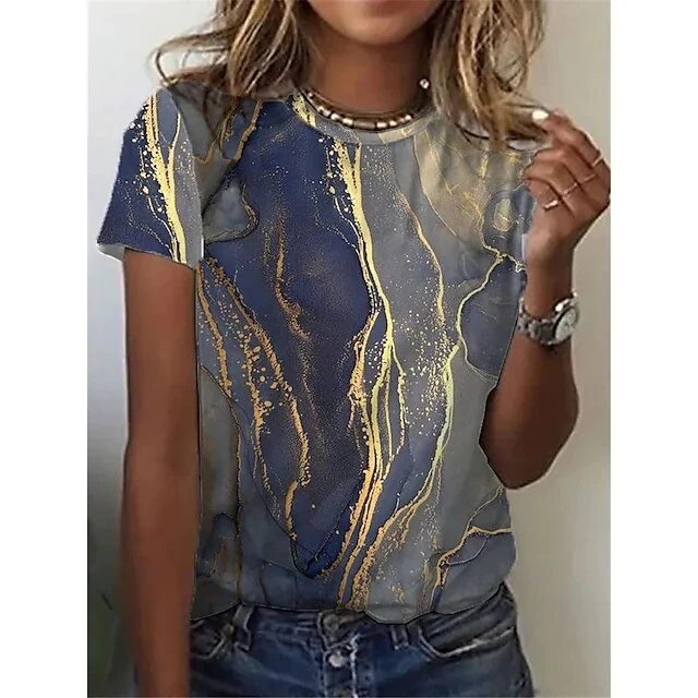 FashionSierra - 3D Floral Round Neck Casual T-Shirt - Image 11