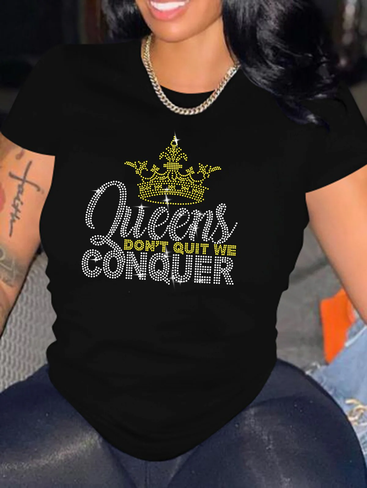 FashionSierra - Casual Bricked Letter Print T-Shirts - Image 3