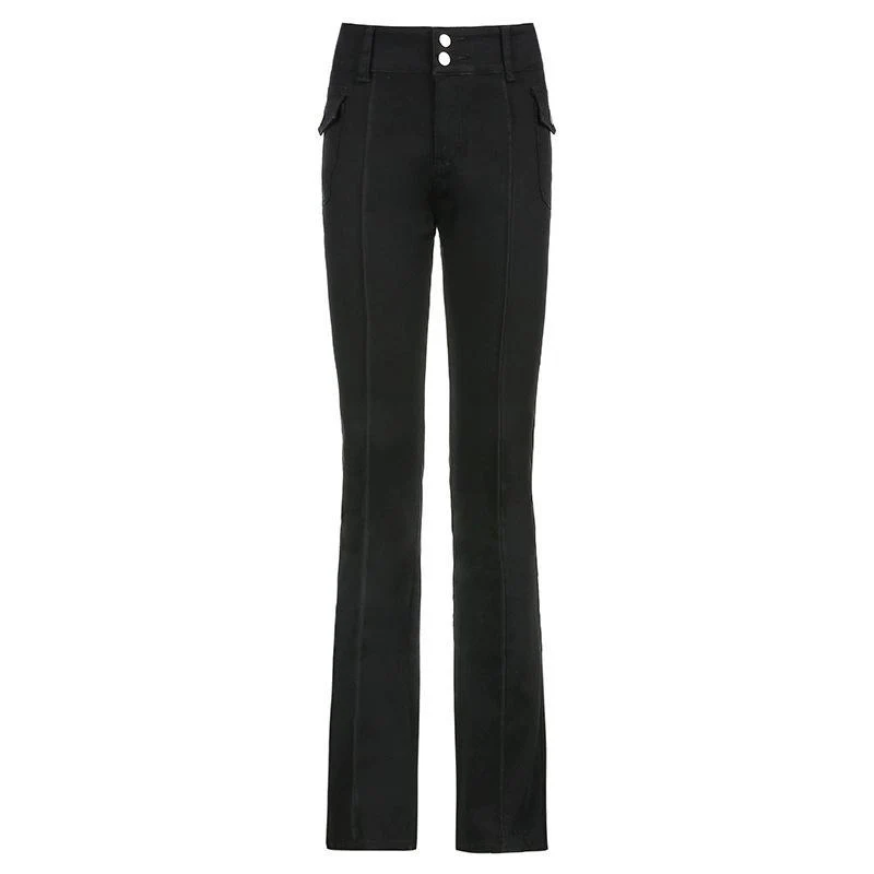 FashionSierra - Women's vintage low rise bootcut pants bell bottom pants with pockets - Image 4