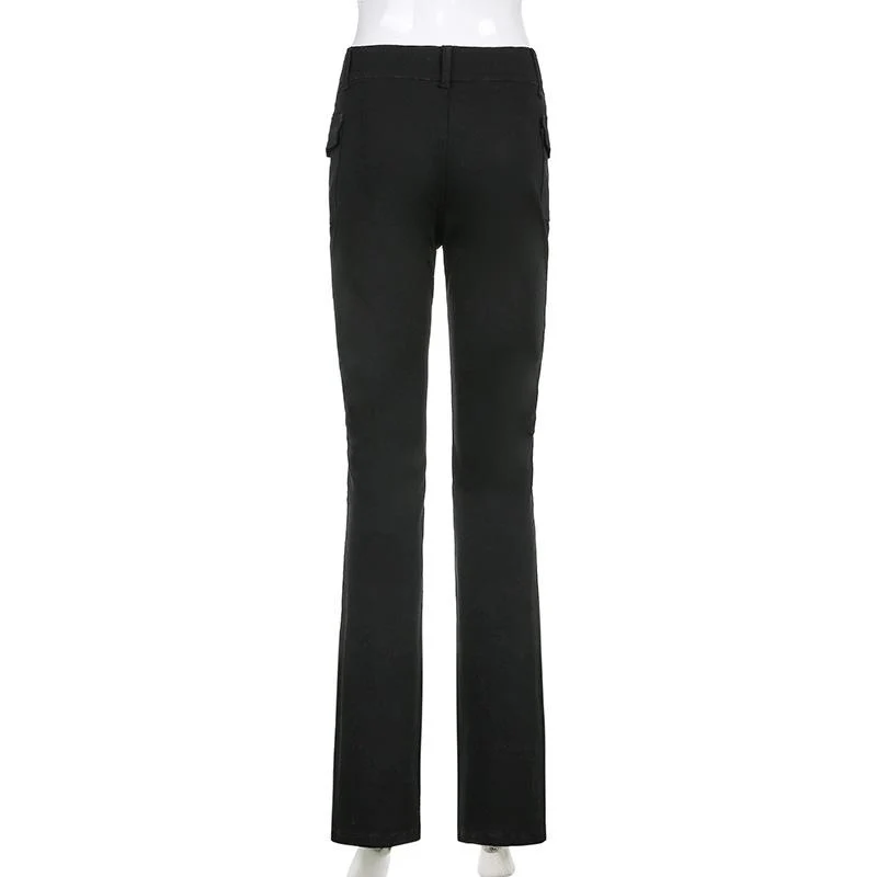 FashionSierra - Women's vintage low rise bootcut pants bell bottom pants with pockets - Image 5