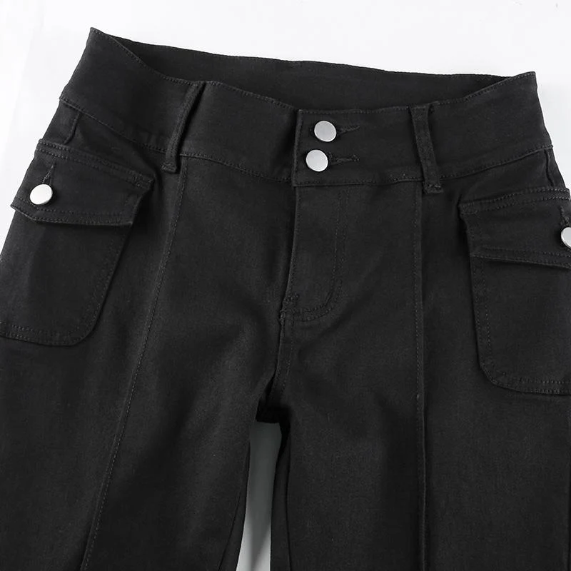FashionSierra - Women's vintage low rise bootcut pants bell bottom pants with pockets - Image 6